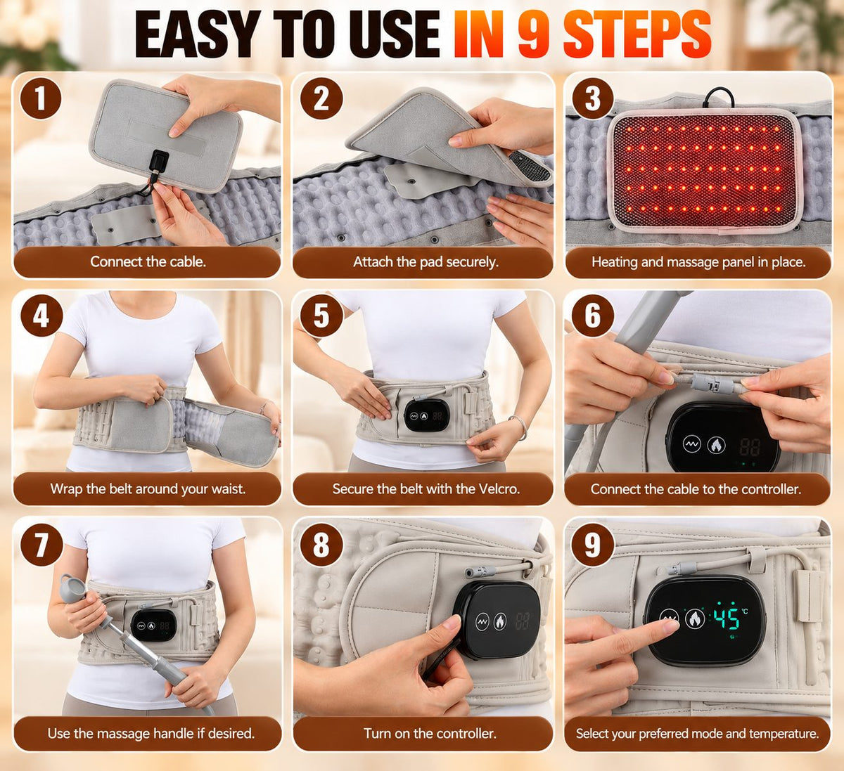 Auremib HeatRelief Belt - how to use in 9 steps
